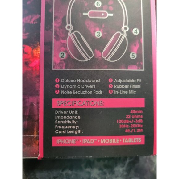 Sentry Retro Stereo Headphones With Inline Mic Noise Reduction Pink Deluxe Rubbe - Picture 4 of 5